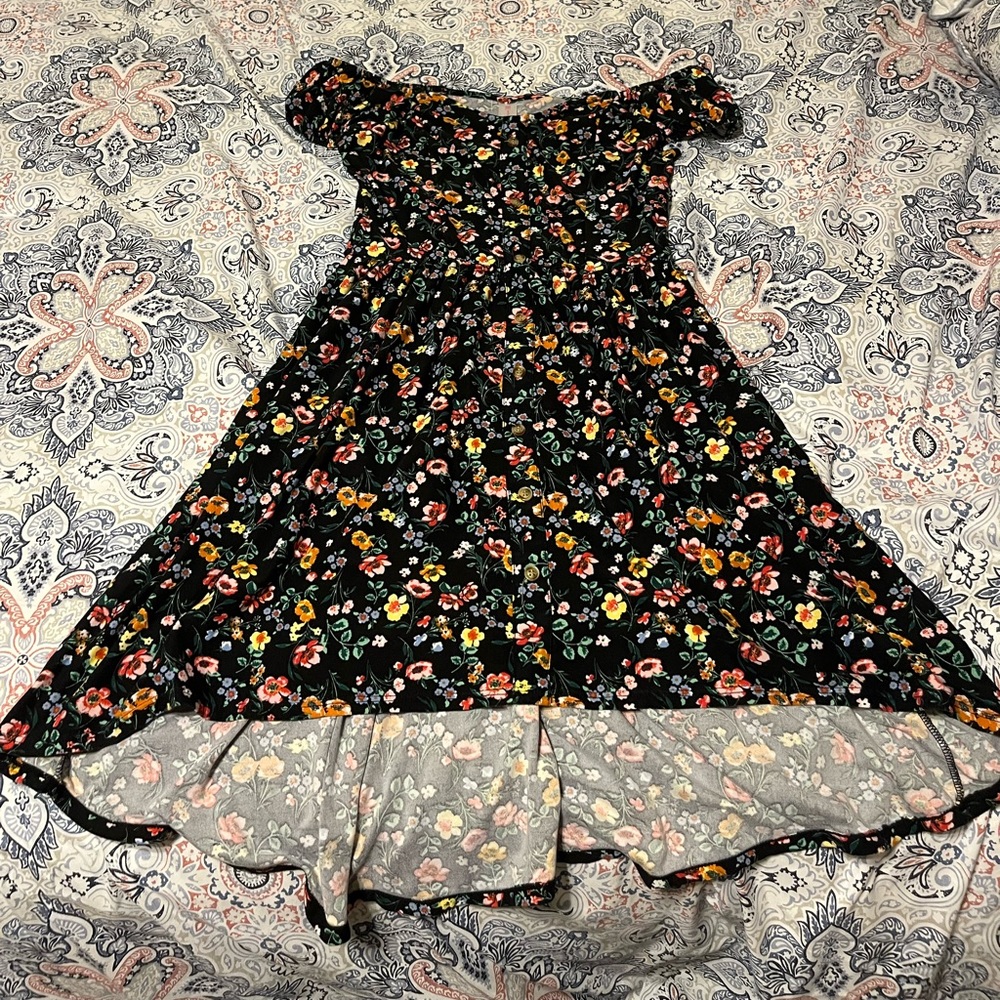 No Boundaries black floral button slip on sundress